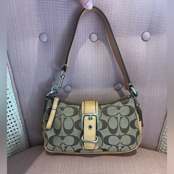 Make offer! Mini Coach Y2K handbag or wristlet brown tan silver GUC vintage - Picture 1 of 14